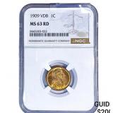 1909 VDB Wheat Cent NGC MS63 RD