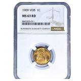 1909 VDB Wheat Cent NGC MS63 RD