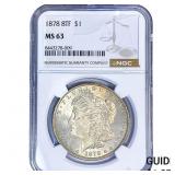 1878 8TF Morgan Silver Dollar NGC MS63