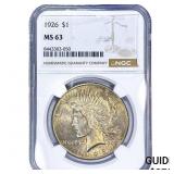 1926 Silver Peace Dollar NGC MS63