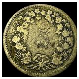 1850 Switzerland Billon 5 Rappen