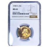 1948-S Washington Silver Quarter NGC MS65