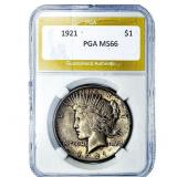 1921 Silver Peace Dollar PGA MS66