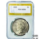 1925 Silver Peace Dollar PGA MS66