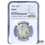 1942 Walking Liberty Half Dollar NGC MS64