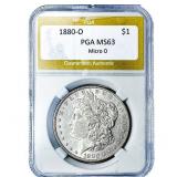 1880-O Morgan Silver Dollar PGA MS63 Micro O