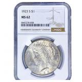 1923-S Silver Peace Dollar NGC MS62