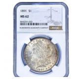 1891 Morgan Silver Dollar NGC MS62