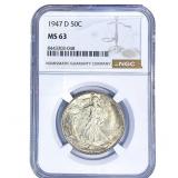 1947-D Walking Liberty Half Dollar NGC MS63