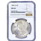 1885-O Morgan Silver Dollar NGC MS64