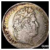 1841 France Silver 5 Francs