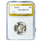 1943-S Mercury Silver Dime PGA MS67 FB