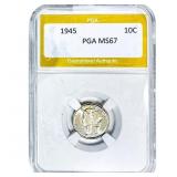 1945 Mercury Silver Dime PGA MS67