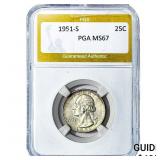 1951-S Walking Liberty Quarter PGA MS67