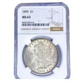1890 Morgan Silver Dollar NGC MS63