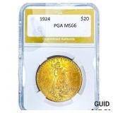 1924 $20 Gold Double Eagle PGA MS66