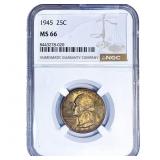 1945 Washington Silver Quarter NGC MS66