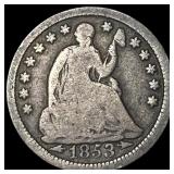 1853 Arrows Seated Liberty Half Dime NICELY CIRCUL