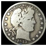 1913 Silver Half Dollar Barber NICELY  CIRCULATED
