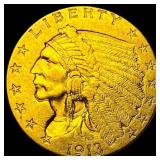 1913 Indian Head Gold $2.50 Quarter Eagle  CHOICE
