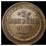1852 EM Russia Copper 3 Kopeks