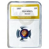 1907 Barber Dime PGA MS67+