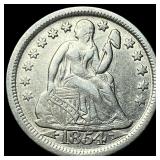 1854 Arrows Seated Liberty Dime CLOSELY UNCIRCULAT