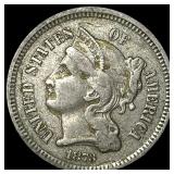 1873 Nickel Three-Cent Piece NEARLY UNCIRCULATED
