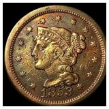 1853 Braided Hair Large Cent NEARLY  UNCIRCULATED