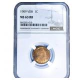 1909 VDB Wheat Cent NGC MS63 RB