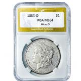 1880-O Morgan Silver Dollar PGA MS64 Micro O