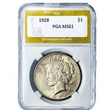 1928 Silver Peace Dollar PGA MS61