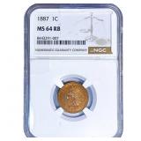 1887 Indian Head Cent NGC MS64 RB