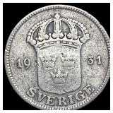 1931G Sweden Gustaf V Silver 50 Ore