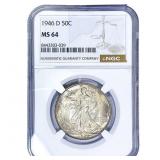 1946-D Walking Liberty Half Dollar NGC MS64