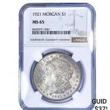 1921 Morgan Silver Dollar NGC MS65