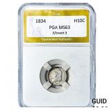1834 Capped Bust Half Dime PGA MS63 3/Invert 3