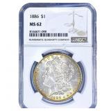 1886 Morgan Silver Dollar NGC MS62