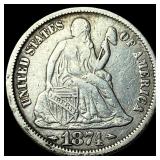 1874 Silver Seated Liberty Dime NEARLY UNCIRCULATE