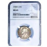 1948-S Washington Silver Quarter NGC MS65