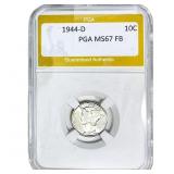 1944-D Mercury Silver Dime PGA MS67 FB