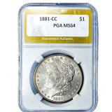 1881-CC Morgan Silver Dollar PGA MS64