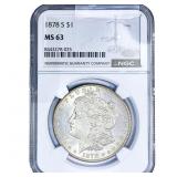 1878-S Morgan Silver Dollar NGC MS63