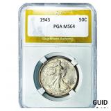1943 Walking Liberty Half Dollar PGA MS64