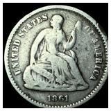1861 Seated Liberty Half Dime LIGHTLY CIRCULATED