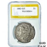 1882-O/S Morgan Silver Dollar PGA MS64+