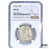 1942 Walking Liberty Half Dollar NGC MS64