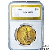 1924 $20 Gold Double Eagle PGA MS66