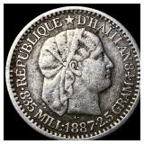 1887 Haiti Silver 10 Centimes