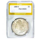 1880-S Morgan Silver Dollar PGA MS65